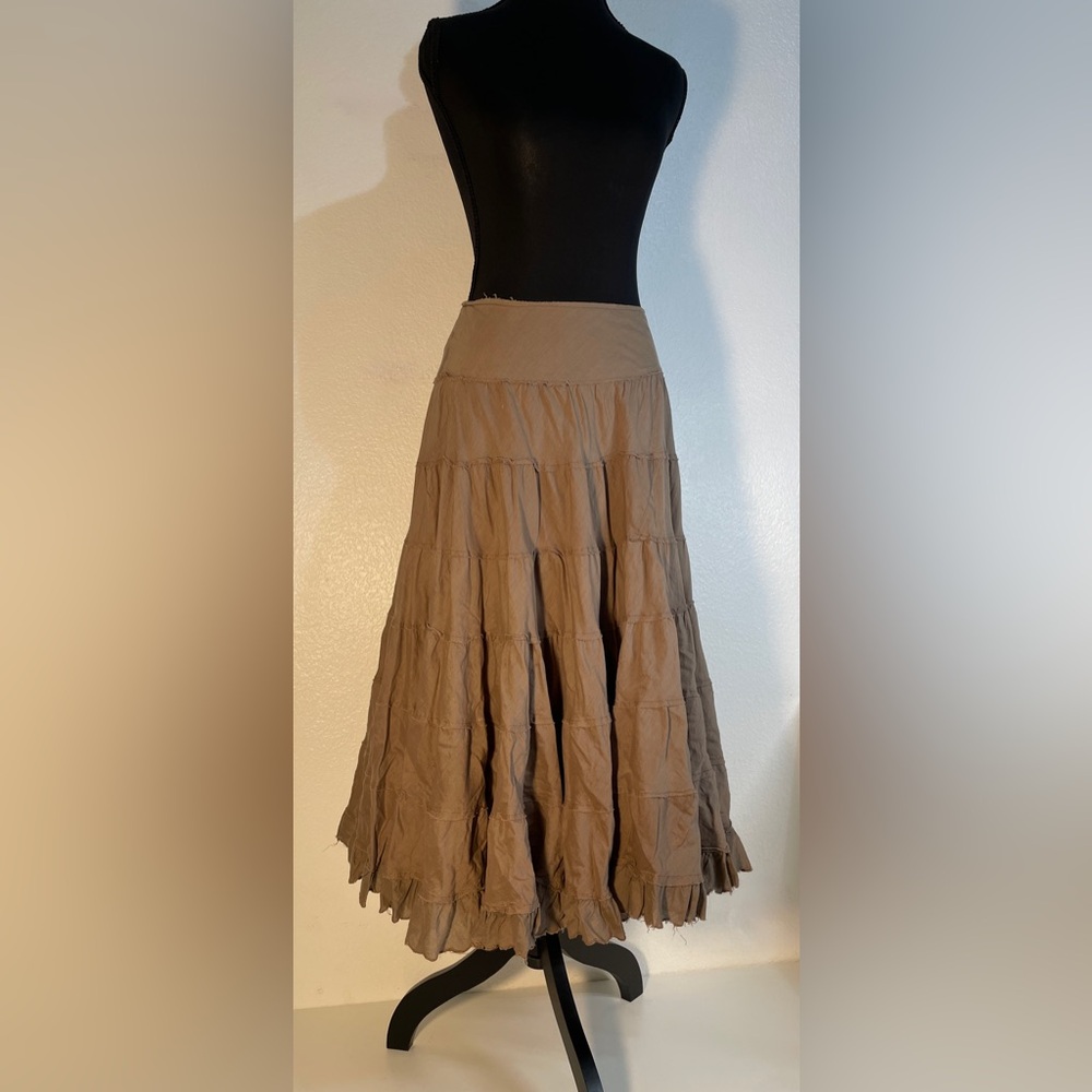 Spanish Mexican Traditional Styl Long Tiered Flowy Skirt Bohemian